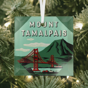 Mount Tamalpais Glass Ornament