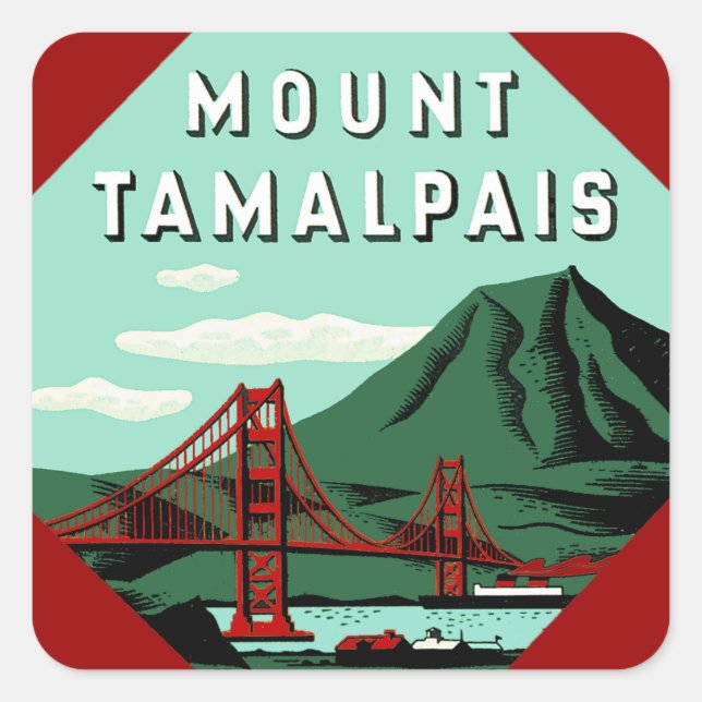 Mount Tamalpais Travel Poster Square Sticker (Front)