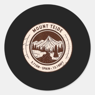 Mount Teide Spain Hiking Skiing Vintage Classic Round Sticker