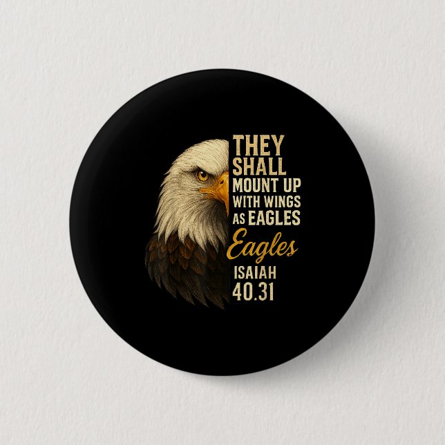 Mount Up Wings As Eagles Isaiah 40_31 Christian Bi 6 Cm Round Badge (Front)