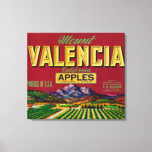 Mount Valencia Apple Label - Watsonville, CA Canvas Print