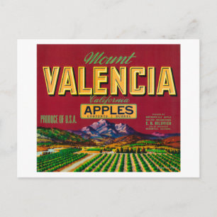 Mount Valencia Apple Label - Watsonville, CA Postcard
