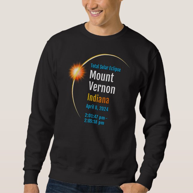 Mount Vernon Indiana In Total Solar Eclipse 2024 1 Sweatshirt (Front)