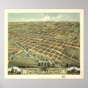 Mount Vernon Ohio 1870 Antique Panoramic Map Poster