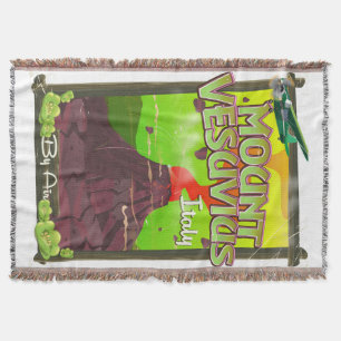Mount Vesuvius Italian cartoon volcano Throw Blanket