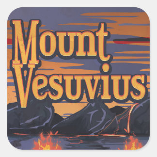 Mount Vesuvius volcano travel poster Square Sticker