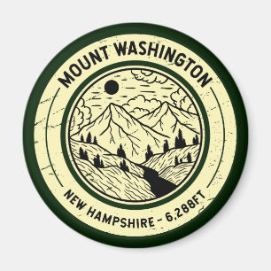 Mount Washington New Hampshire Hiking Skiing Retro Magnet