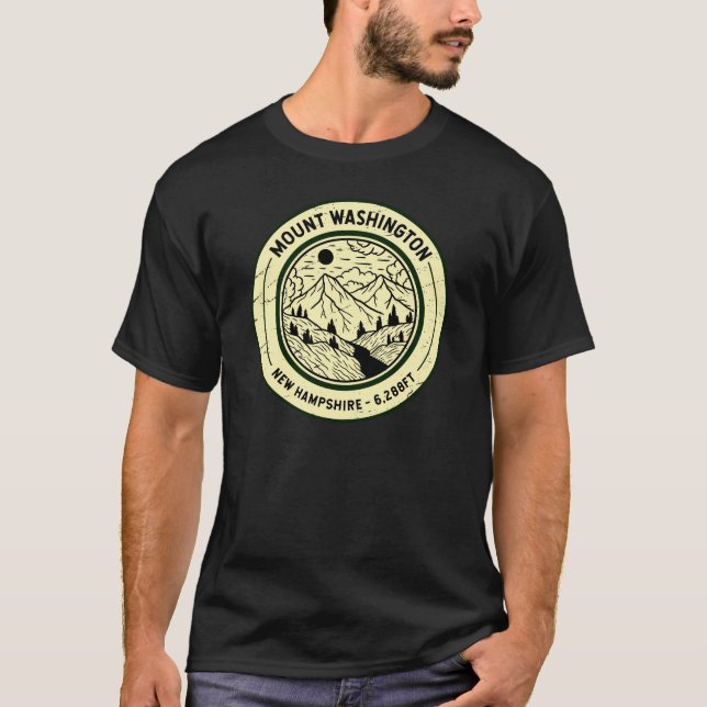 Mount Washington New Hampshire Hiking Skiing Retro T-Shirt (Front)