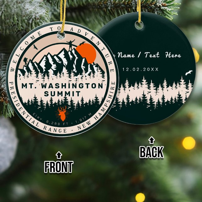 Mount Washington New Hampshire Hiking Souvenirs Ceramic Tree Decoration (Creator Uploaded)