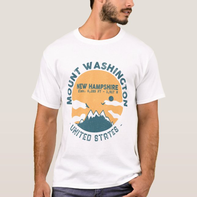 Mount Washington New Hampshire - Retro Vintage T-Shirt (Front)