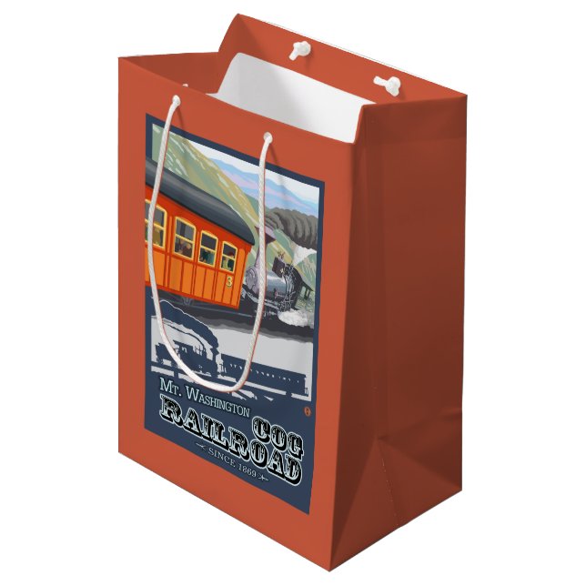 Mount Washington, New HampshireCog Railroad Medium Gift Bag (Front Angled)