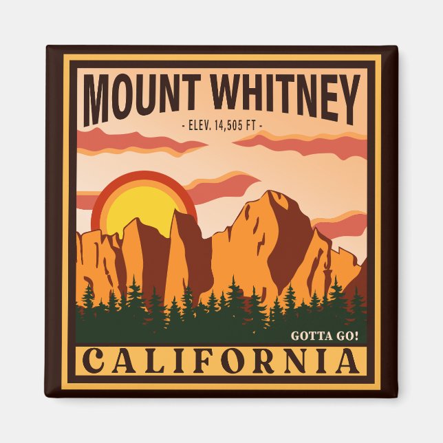 Mount Whitney California Sierra Nevada Vintage Magnet (Front)
