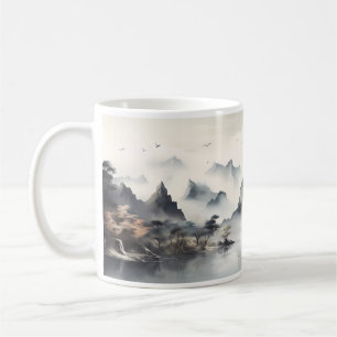 Mountai, Hill, Fog, And River Coffee Mug