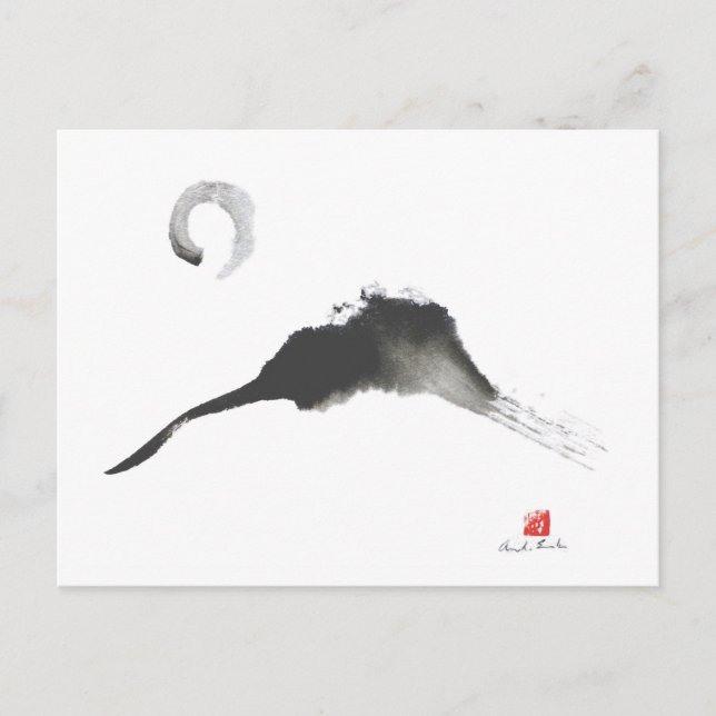Mountain, a Sumi-e Postcard (Front)