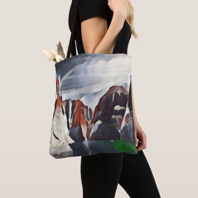 MOUNTAIN ABSTRACT NATURE SCENERY TOTE BAG (Close Up)