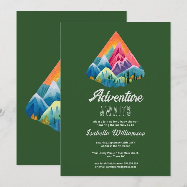 Mountain Adventure Awaits Baby Shower  Invitation (Front/Back)