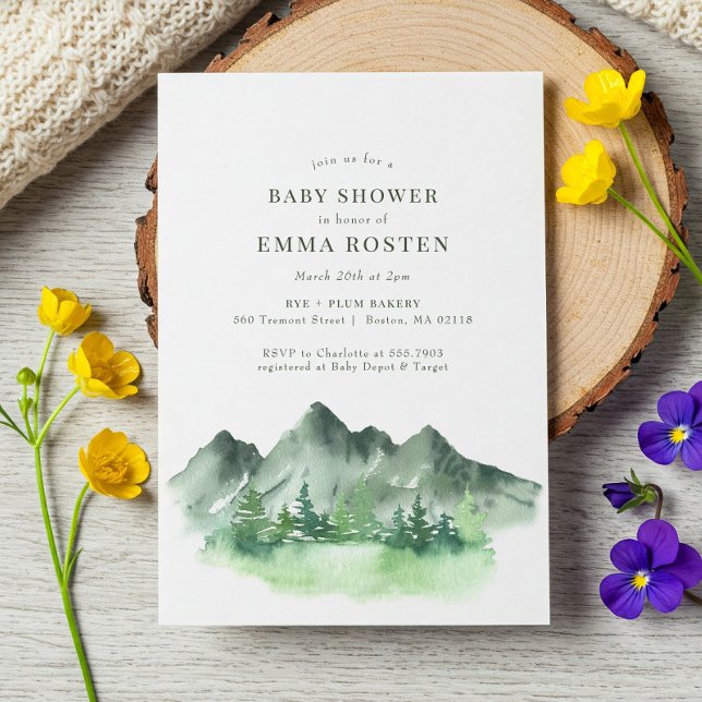 Mountain Adventure Awaits Watercolor Baby Shower (Creator Uploaded)