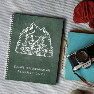 Mountain Adventure Begins Green Chalkboard Wedding Planner