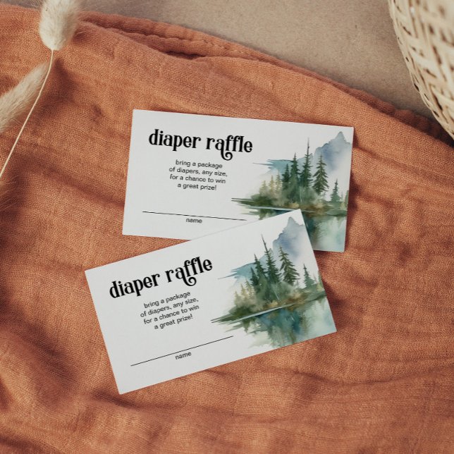 Mountain Adventure Forest Greenery Diaper Raffle Enclosure Card (Creator Uploaded)