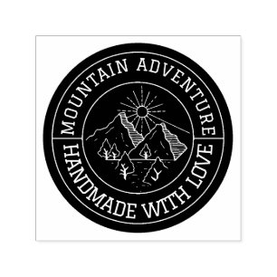 Mountain Adventure Handmade with Love Custom Self-inking Stamp