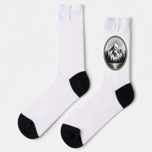 Mountain Adventure Logo Camping Badge Outdoor Socks