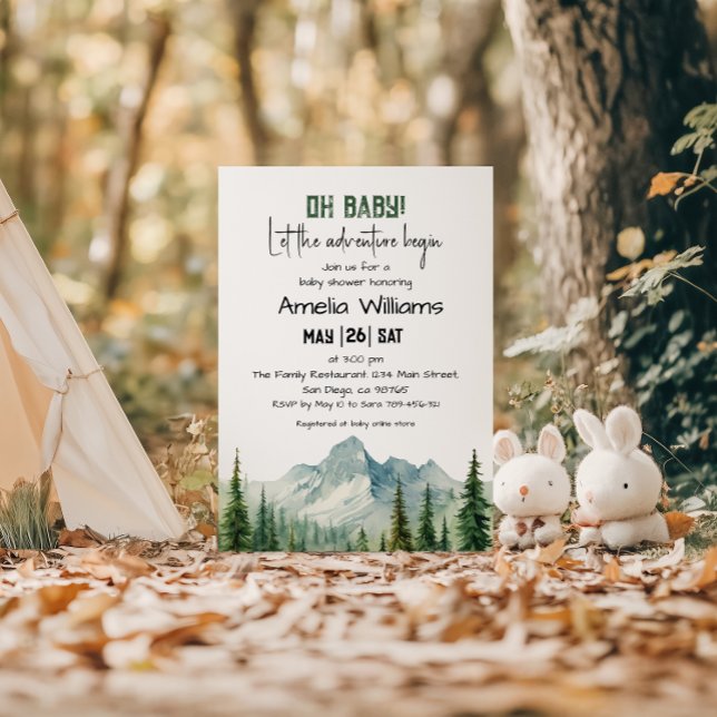 Mountain Adventure Oh Baby Shower Invitation (Creator Uploaded)