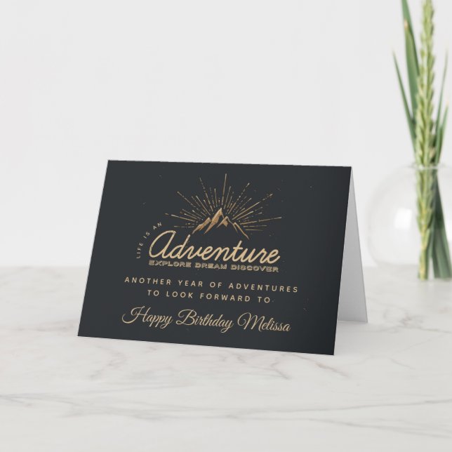 Mountain Adventure Rustic Birthday Card (Front)