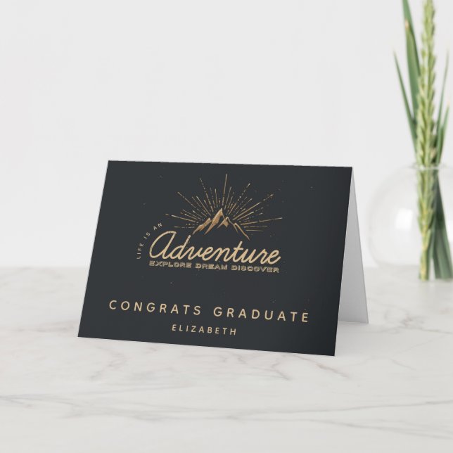 Mountain Adventure Rustic Congrats Graduate Card (Front)