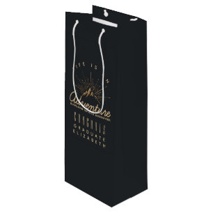 Mountain Adventure Rustic Congrats Graduate Wine Gift Bag