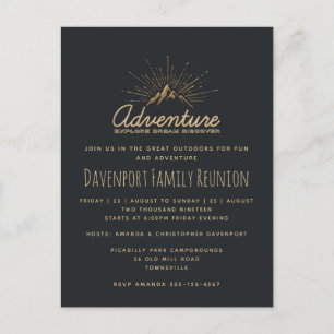 Mountain Adventure Rustic Family Reunion Invite Postcard