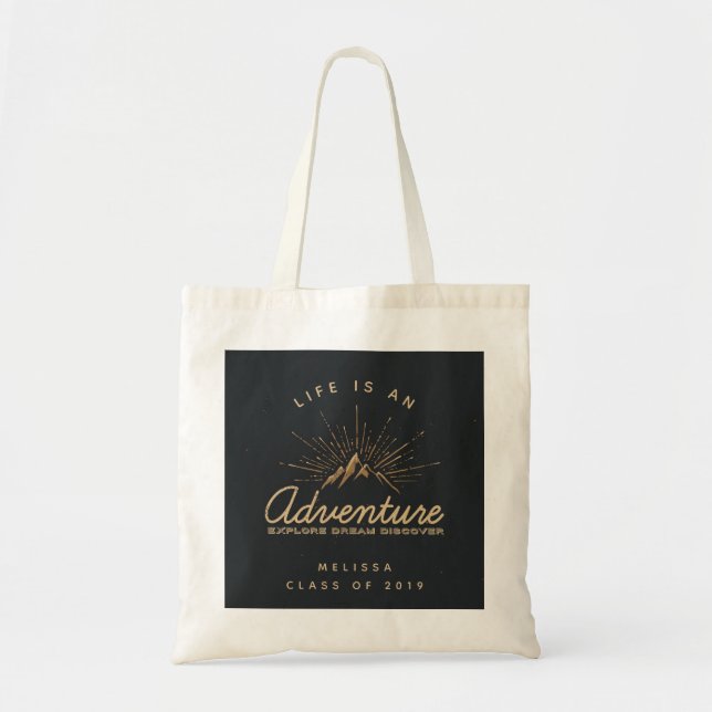 Mountain Adventure Rustic Graduate Tote Bag (Front)