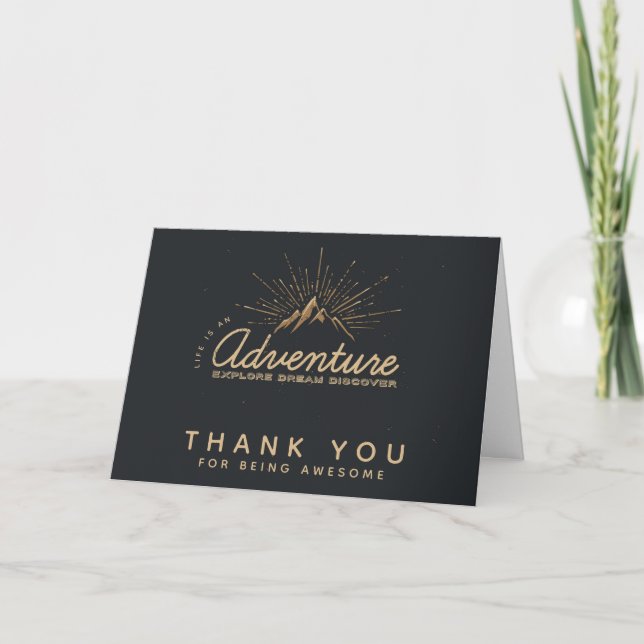 Mountain Adventure Rustic Thank You Card (Front)