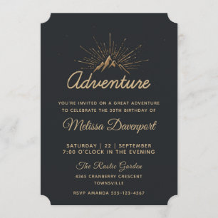 Mountain Adventure Typography Party Invitation