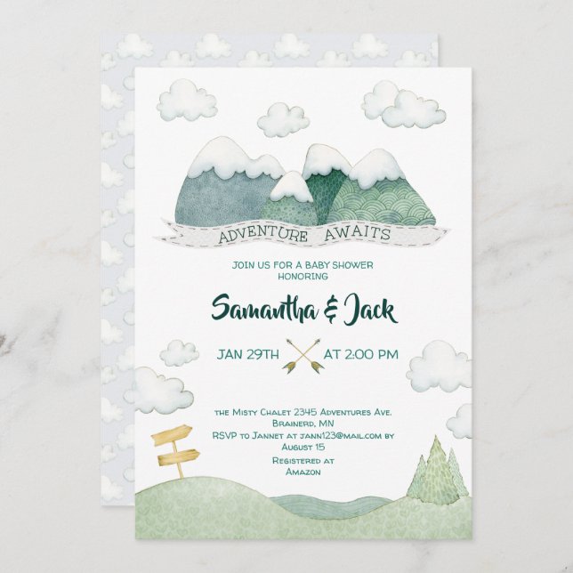 Mountain Adventures Baby Shower Invitation (Front/Back)