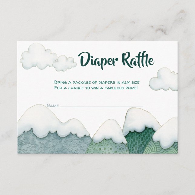 Mountain Adventures Diaper Raffle Card (Front)