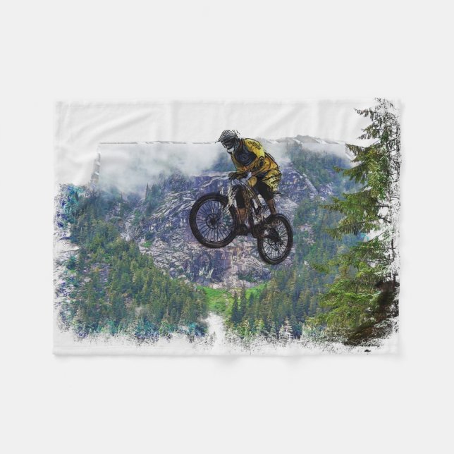 Mountain Air BMXer - BMX Rider  Fleece Blanket (Front (Horizontal))