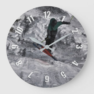 Mountain Air - Downhill Skier Large Clock
