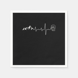 Mountain And Beer Heartbeat Hiking Nature Hiker Gi Napkin