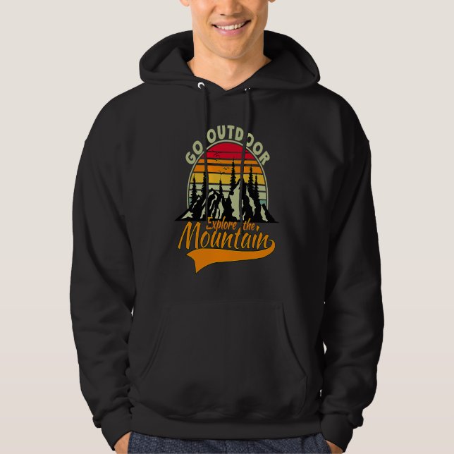 Mountain and Forest Scene Silhouette  3 Hoodie (Front)