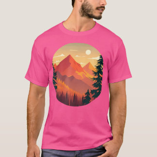 Mountain And Forest Scene Silhouette Mountains Cam T-Shirt