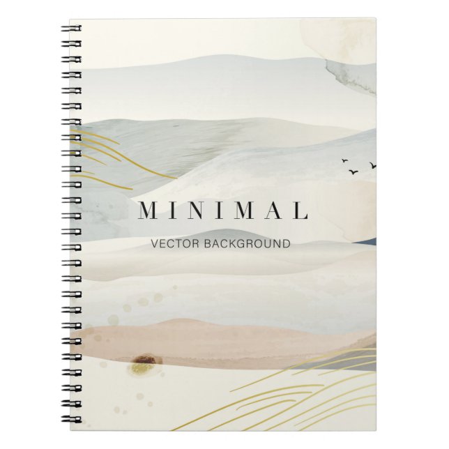 mountain and golden line arts background. Oriental Notebook (Front)