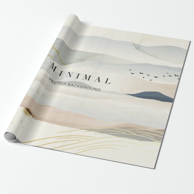 mountain and golden line arts background. Oriental Wrapping Paper (Unrolled)