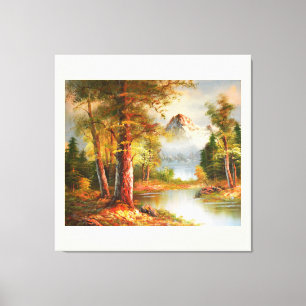 Mountain and river landscape art canvas print
