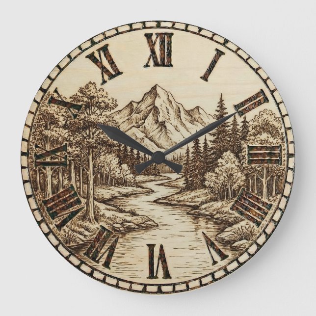  Mountain and River - Wall Clock (Front)