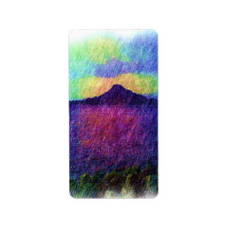 Mountain and sea label