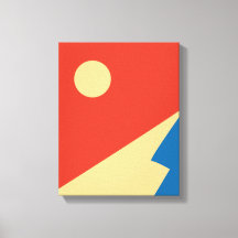Mountain and Sun Mid Century Geometric Art