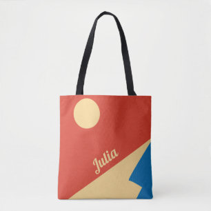 Mountain and Sun Mid Century Geometric Art Tote Bag