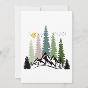 MOUNTAIN AND TREES CALM NATURE INVITATION