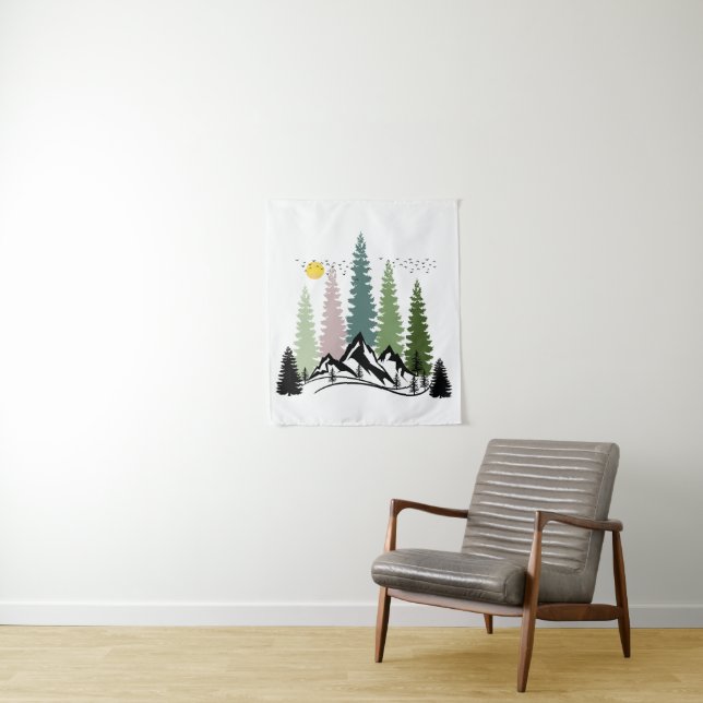 MOUNTAIN AND TREES CALM NATURE TAPESTRY (In Situ)