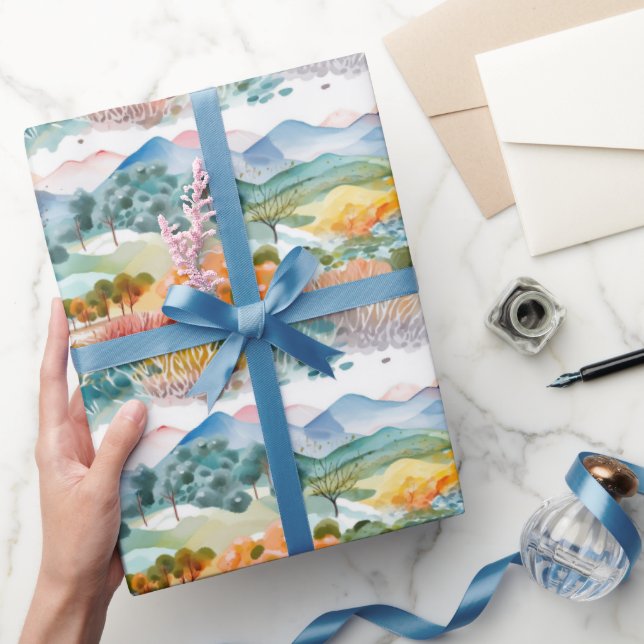Mountain and Trees Scenery Wrapping Paper (Gifting)